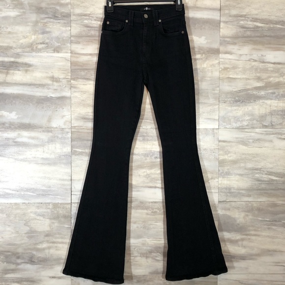 7 For All Mankind Denim - 7 For All Mankind Flare Overdye Black  size 25